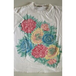 XL Vintage 90’s Jacques Moret Floral Print Cotton T-Shirt